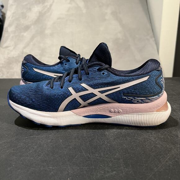 ASICS Gel Nimbus 24 Shoes Womens 10 Blue White FF Blast Running Sneakers Wide - Picture 7 of 10